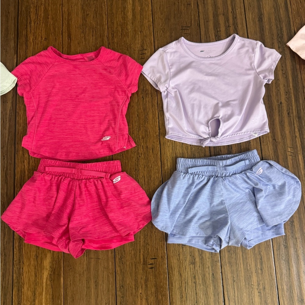 6 Skechers Kids' Pink, Green, Black, Purple and Lavender Activewear Set